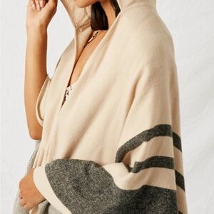 Women's Cream and Gray Hooded Sweater